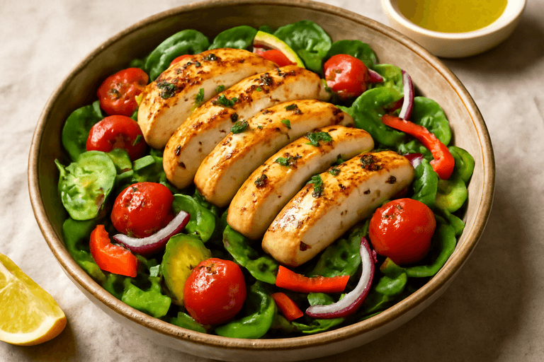 Kyckling- & grönsakssallad med citronvinägrett