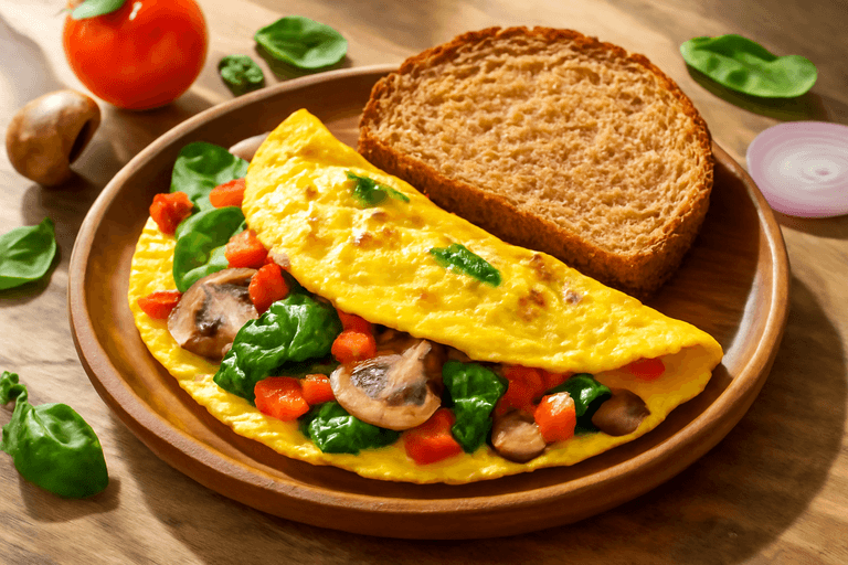 Power-Packed Veggie Omelette with Whole Grain Toast