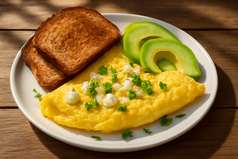 Omletă clasică cu avocado și brânză feta