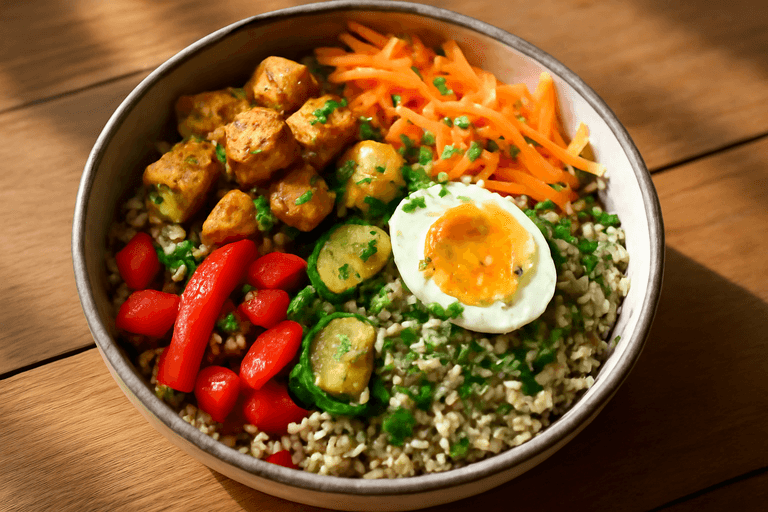 Bol Proteic cu Quinoa, Piept de Pui și Legume Sotate