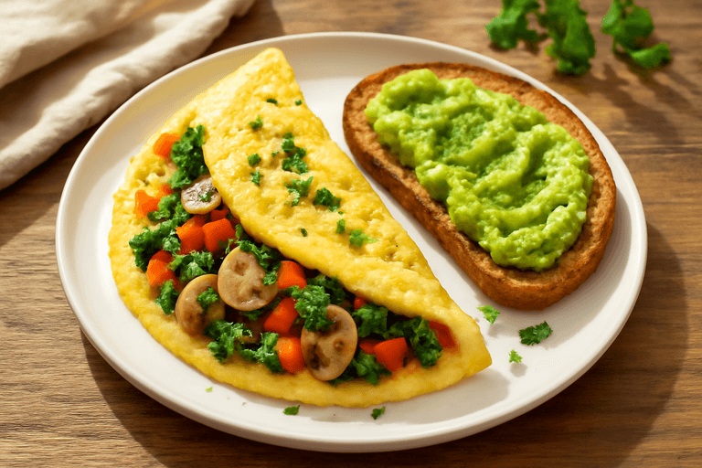 Protein-Packed Veggie Omelette with Avocado Toast