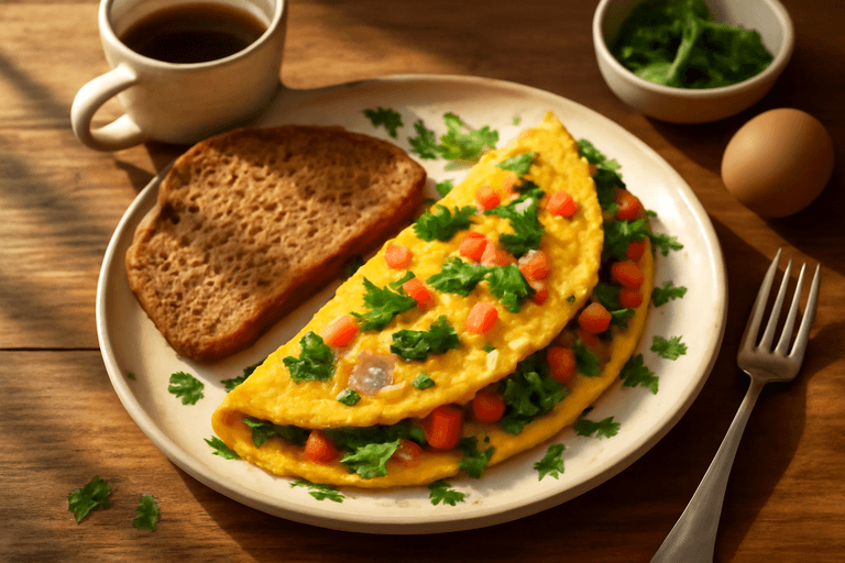 Energizing Veggie Omelette with Toasted Whole Grain