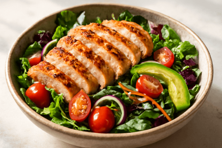 Ensalada Clásica de Pollo y Aguacate para Sentirte Ligera
