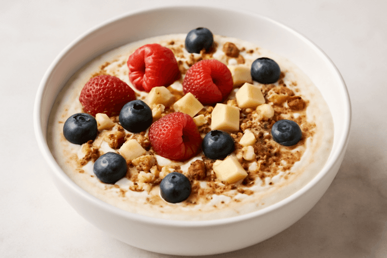 Proteinreicher Frühstücks-Quark mit Beeren & Mandeln