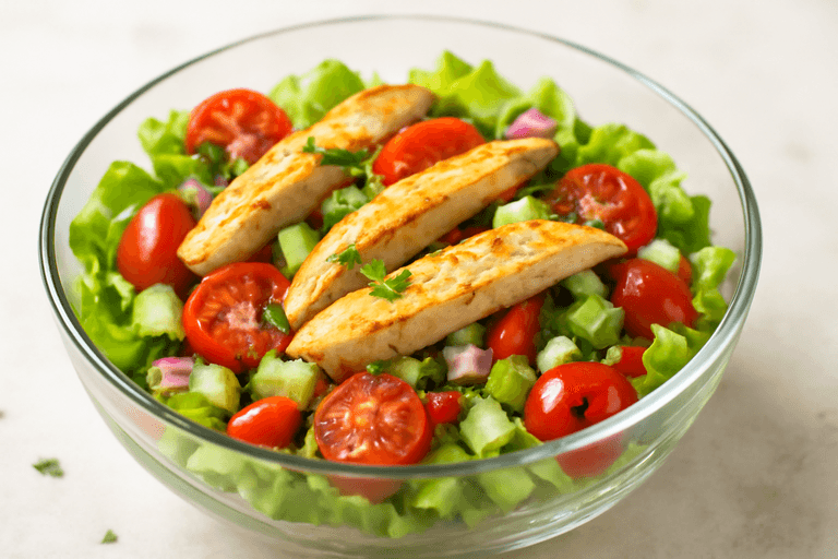 Leichter Hähnchensalat mit frischem Gemüse