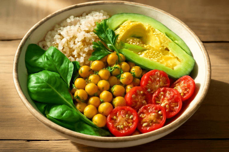 Veganer Protein-Power-Bowl mit Quinoa und Avocado
