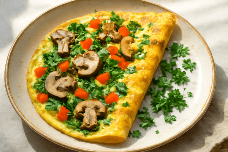 Leichter Gemüse-Omelett-Frühstücksteller