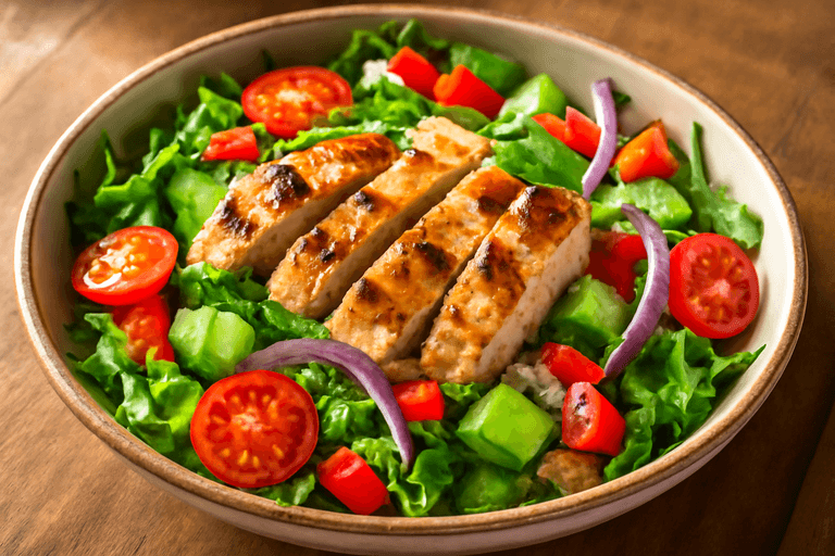 Kleurrijke Gegrilde Kip Salade met Quinoa en Groenten