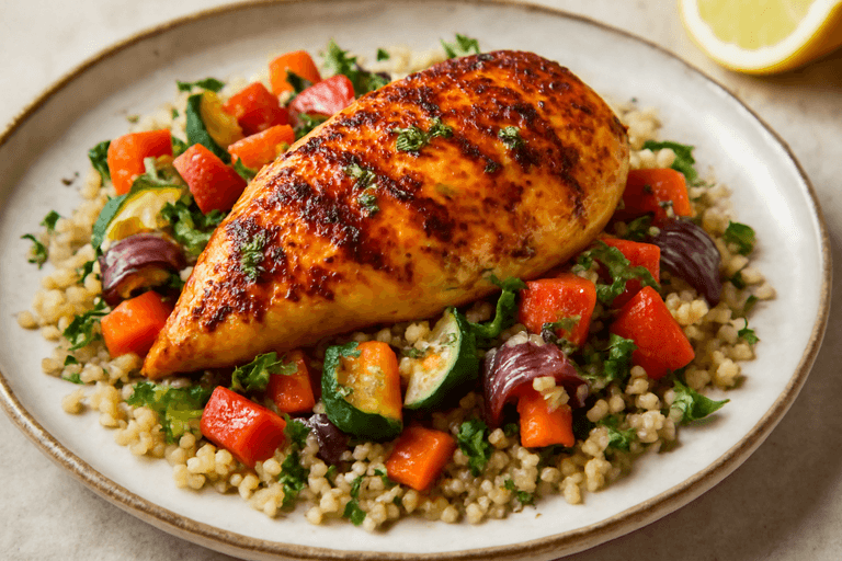Kruidige Kipfilet met Geroosterde Groenten en Quinoa