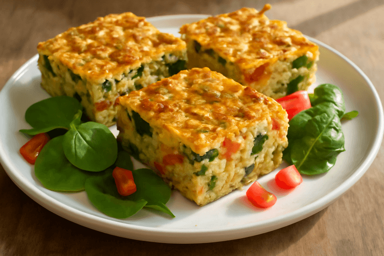 Havre- & Äggrutor med Spenat och Tomat