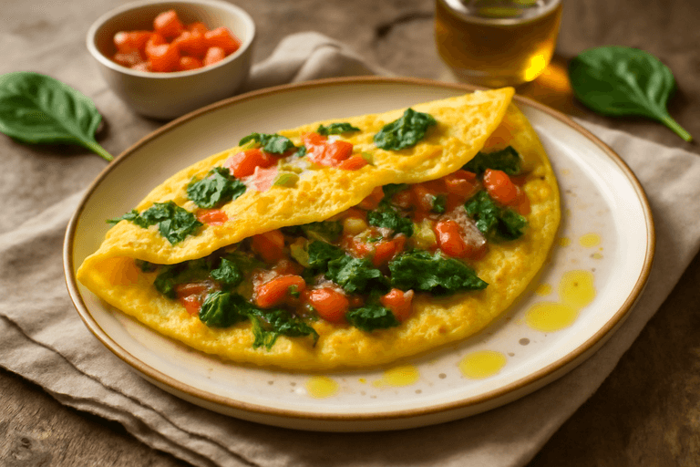 Omelette Energizzante con Spinaci e Pomodori