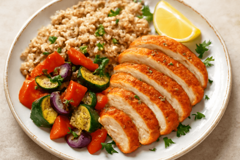 Krokante Kipfilet met Geroosterde Groenten & Volkoren Couscous