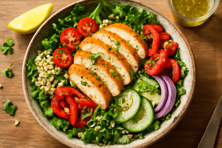 Energieboost Salade met Gegrilde Kip en Geroosterde Groenten