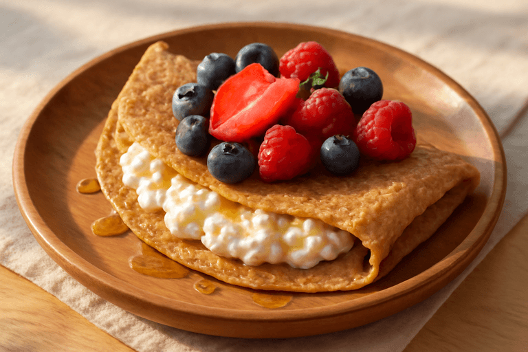 Овсяноблин с творогом и ягодами