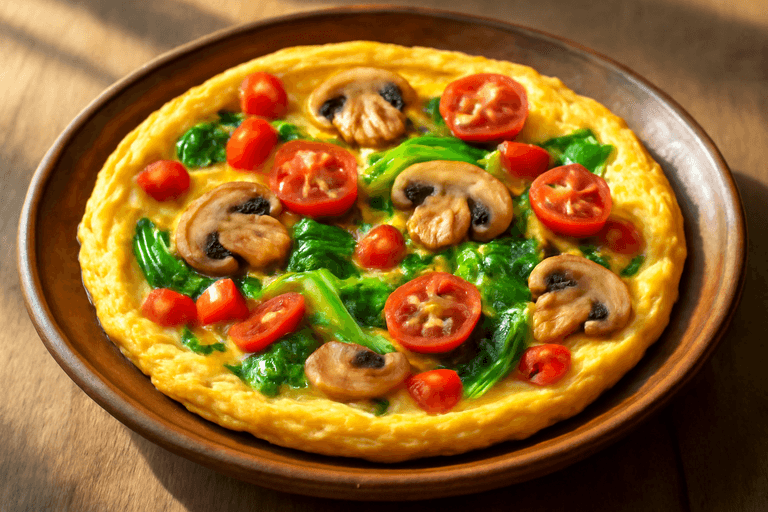 Omletă clasică cu legume colorate