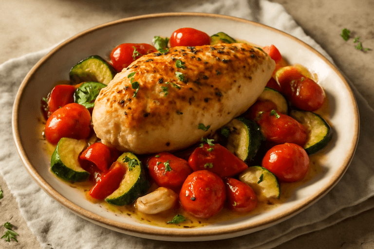 Filet de poulet rôti aux légumes d'été