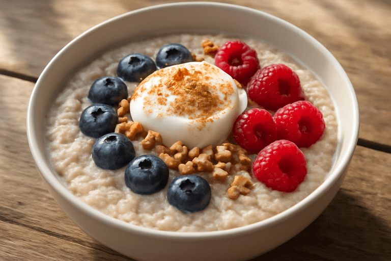 Proteinrik Havregrynsfrukost med Bär & Nötter