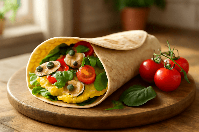 Leichter Gemüse-Omelett-Frühstückswrap