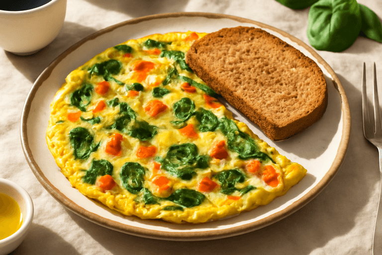 Proteinrik grönsaksomelett med fullkornstoast