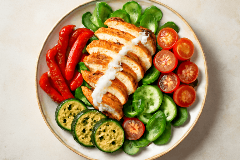 Gegrilde Kipsalade met Geroosterde Groenten