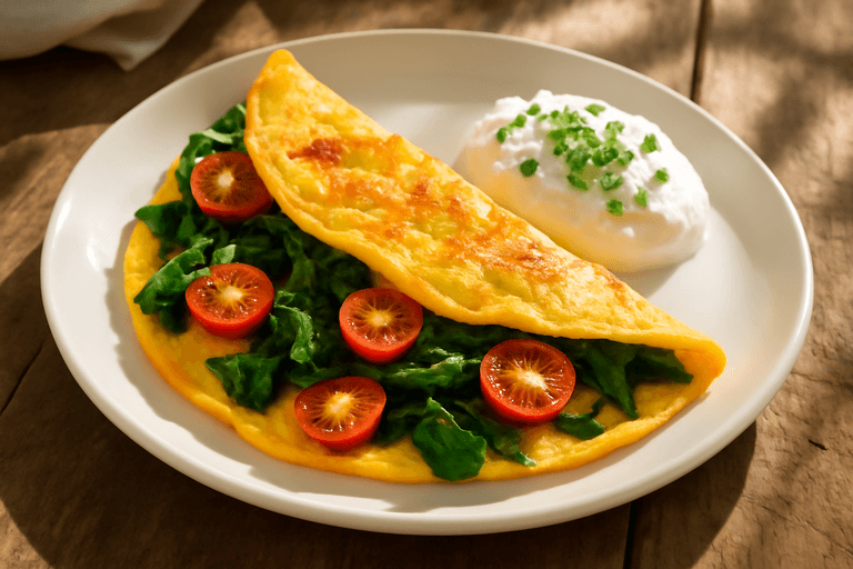 Energie-Boost Omelet met Spinazie en Tomaat