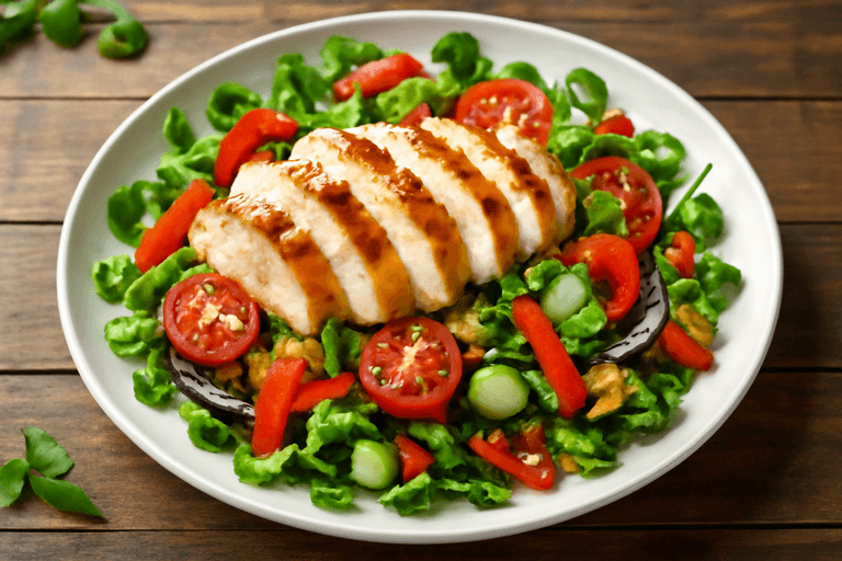 Kleurrijke Gegrilde Kipsalade met Groenten