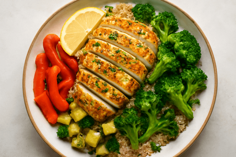Lemon Herb Grilled Chicken with Quinoa & Roasted Vegetables