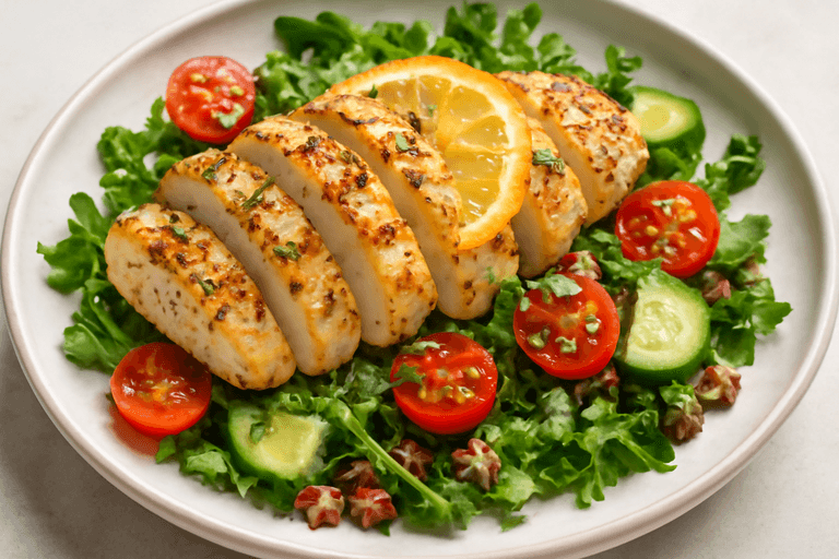 Light Lemon-Herb Grilled Chicken with Quinoa & Greens