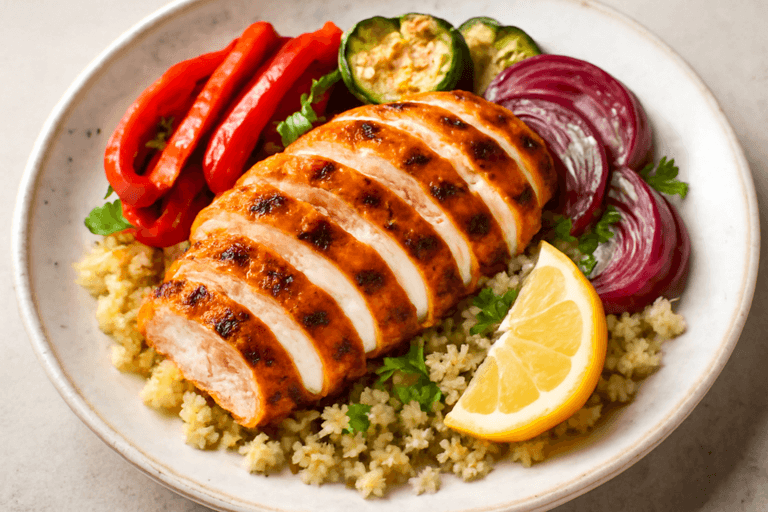 Kruidige Gegrilde Kipfilet met Groenten en Quinoa