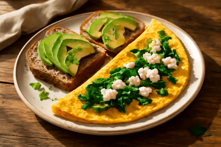 Omletă Proteică cu Avocado și Pâine Integrală