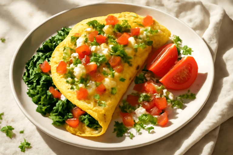 Leichter Gemüse-Omelett-Frühstücksteller