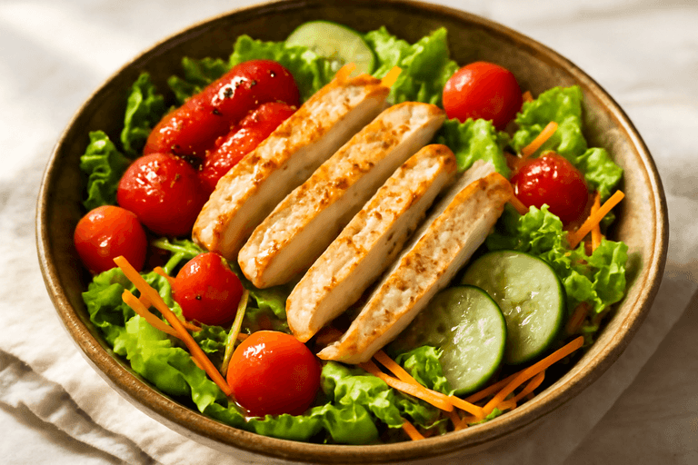 Ensalada de Pollo Clásica con Verduras Asadas