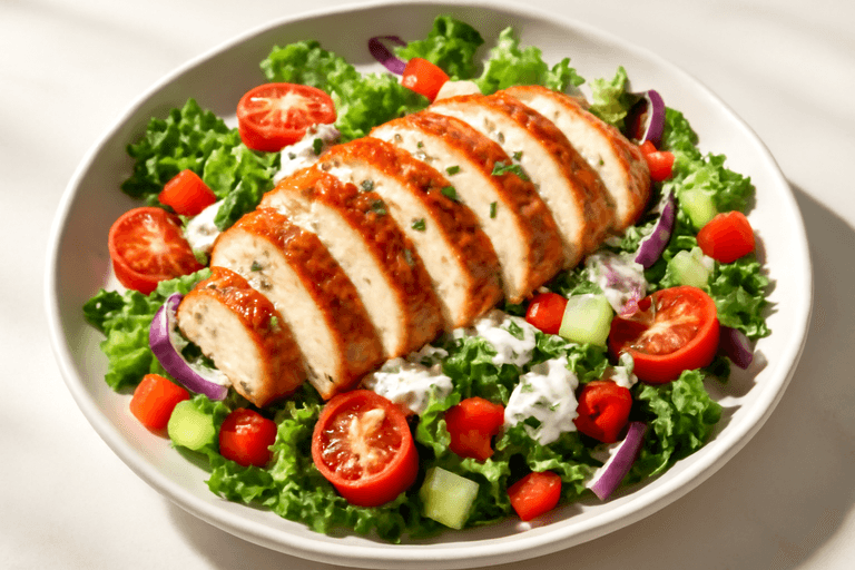 Leichter mediterraner Hähnchensalat