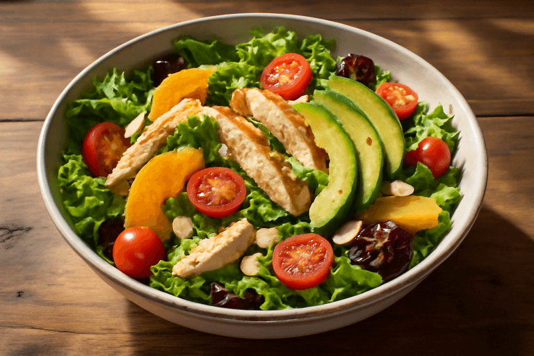 Легкий куриный салат с авокадо и цитрусами