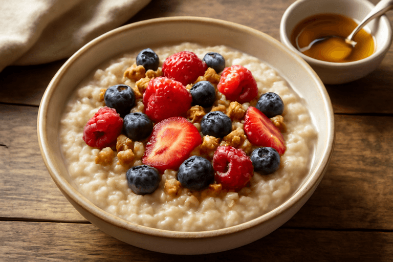 Энергетическая овсяная каша с орехами и ягодами