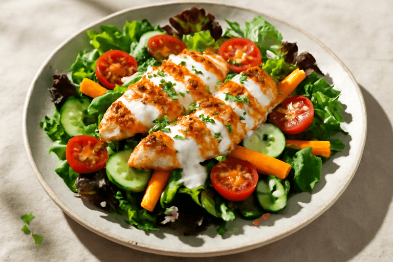 Bunter Hähnchen-Gemüse-Salat mit Joghurtdressing