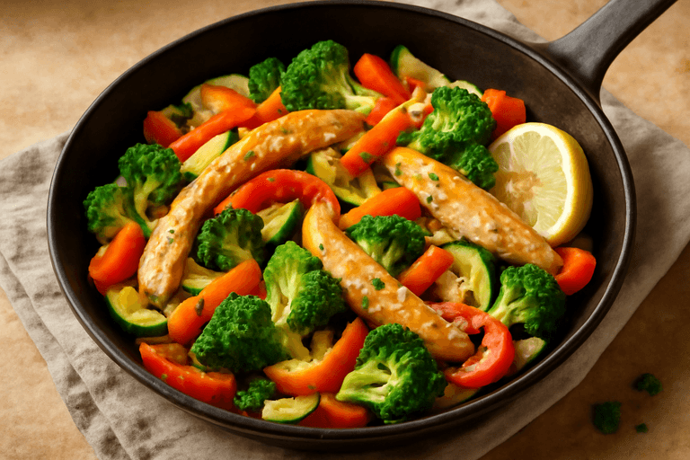 Leichtes Hähnchen-Gemüse-Pfannengericht