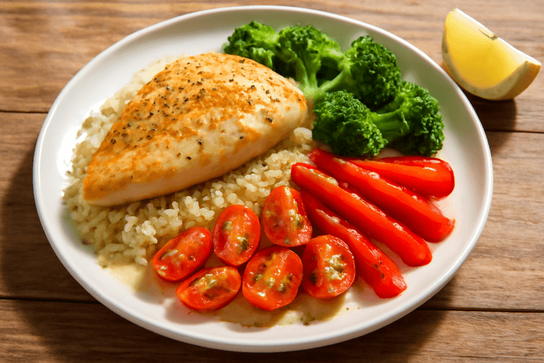 Лёгкая куриная грудка с овощами и киноа