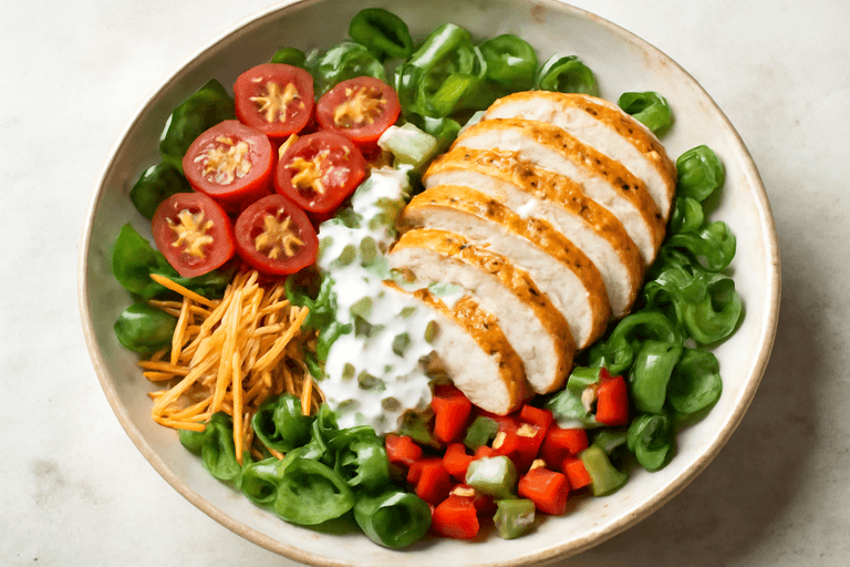 Leichter Hähnchen-Gemüse-Salat mit Joghurtdressing