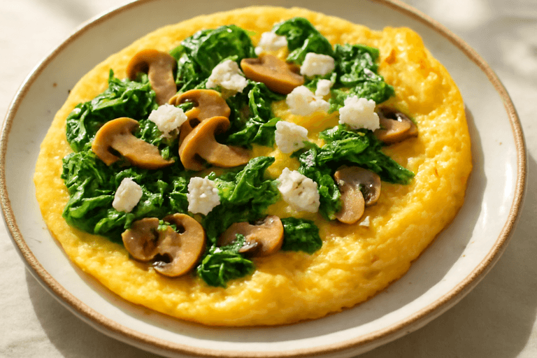 Omelette Clásico Energizante con Espinacas y Champiñones