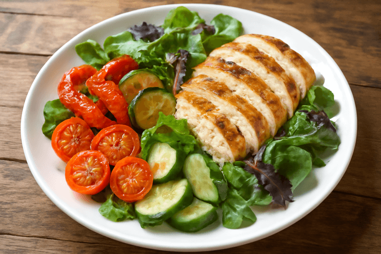 Kleurrijke Kipsalade met Geroosterde Groenten
