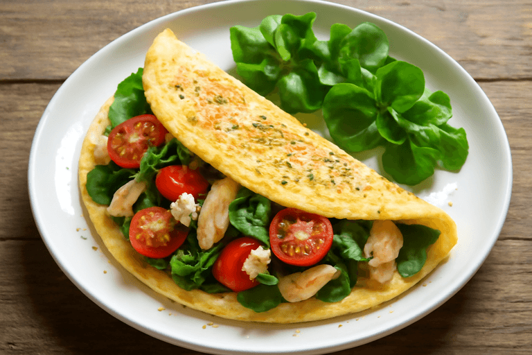 Omelette minceur aux épinards, tomates et fromage de chèvre