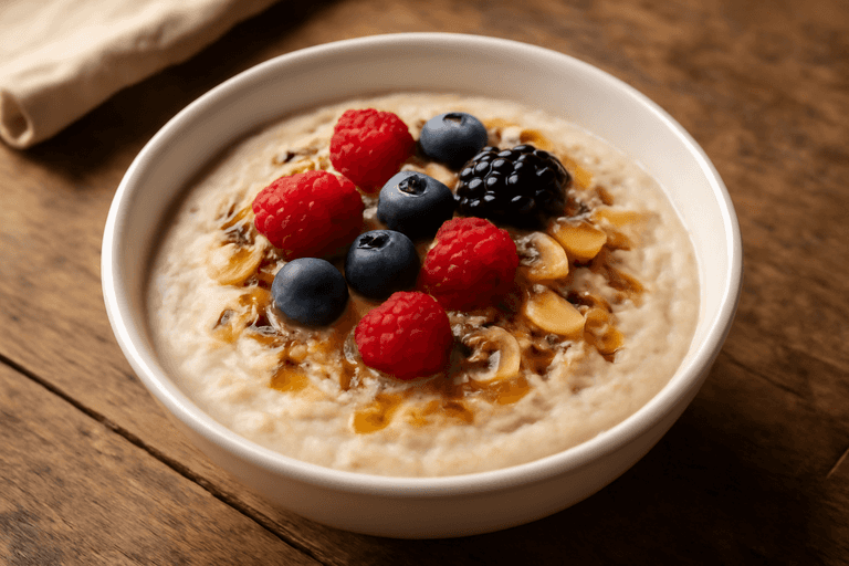 Protein-Porridge mit Beeren und Mandeln