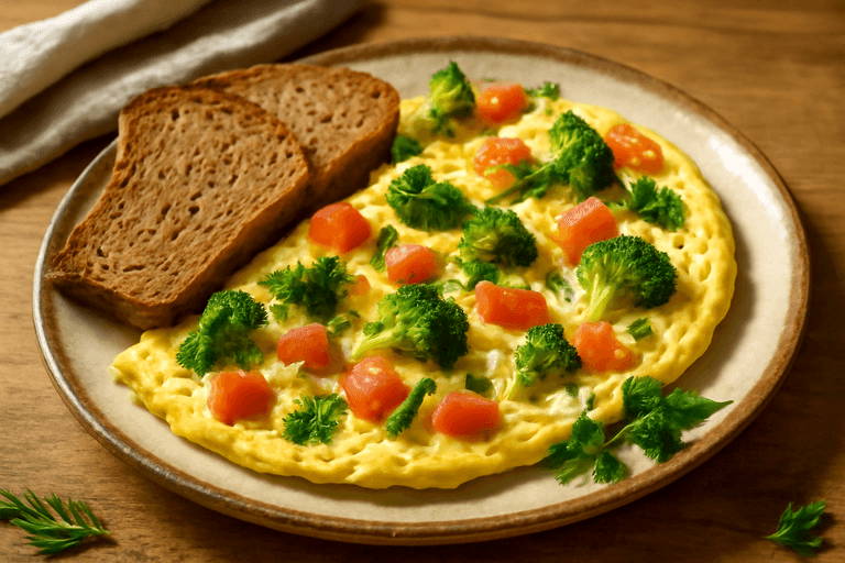 Овочевий омлет із сиром та житнім тостом