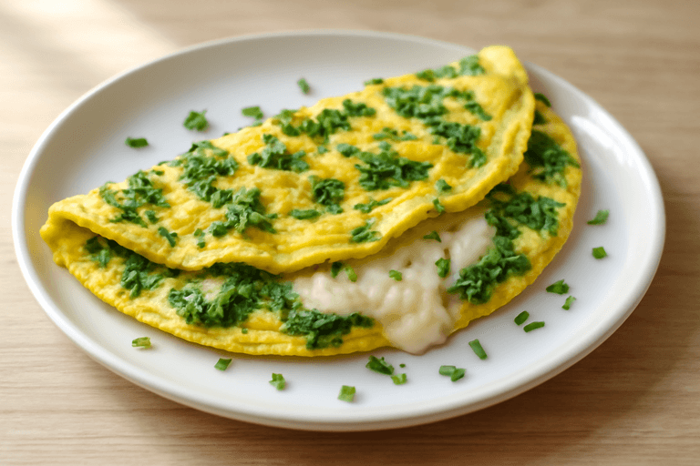 Omelette minceur aux épinards et fromage frais