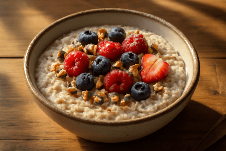 Klassisk grød med bær og nødder