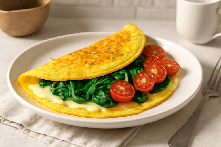 Energie Boost Omelet met Spinazie en Tomaat