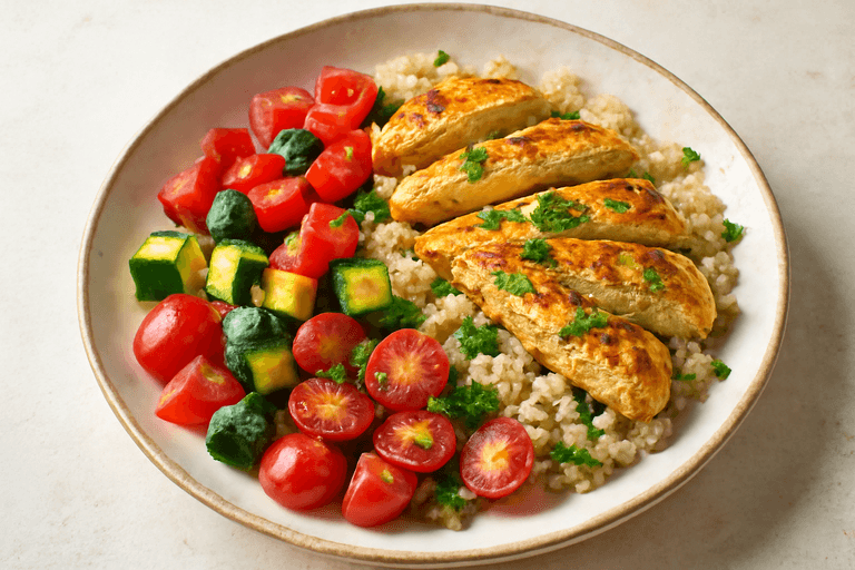 Kleurrijke Gegrilde Kip met Groenten en Quinoa