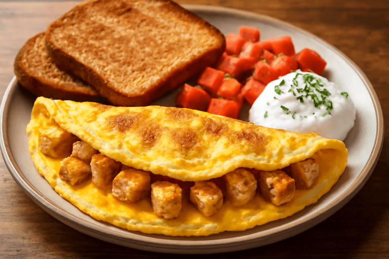 Omletă Proteică cu Piept de Pui și Brânză