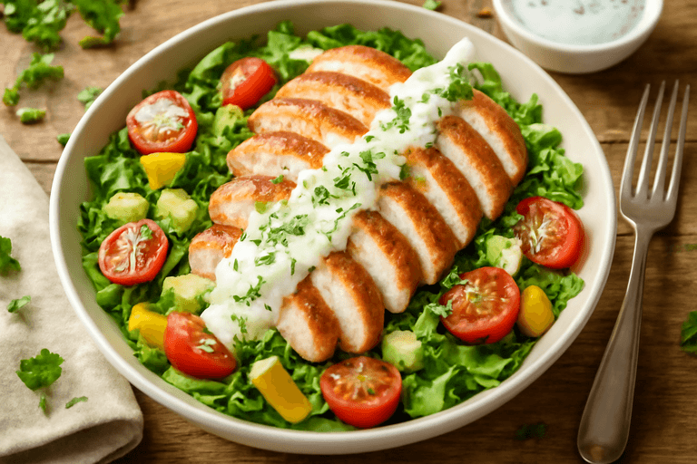 Leichter Hähnchen-Gemüse-Salat